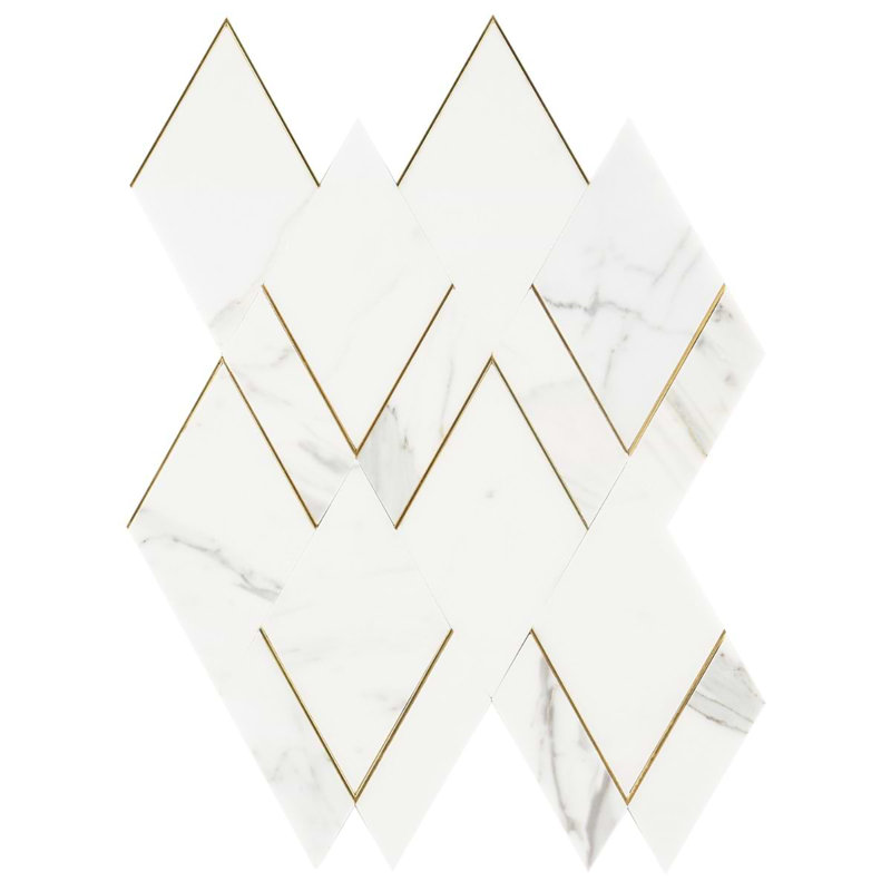 Enver Calacatta Polished And Brass Mosaic