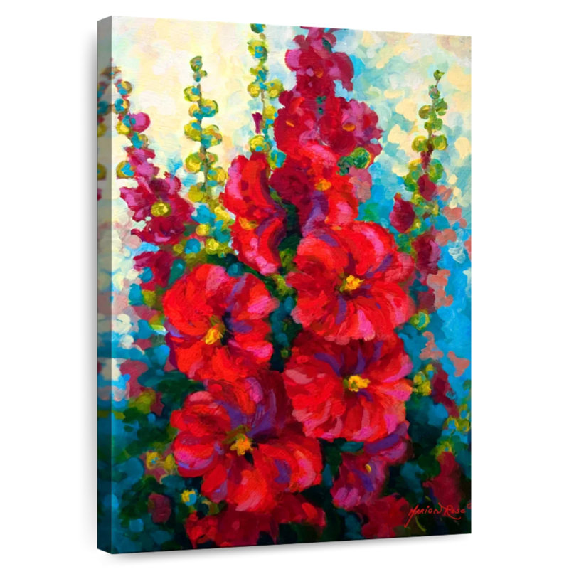 Harnek Red Hollyhocks, 51" H x 34" W