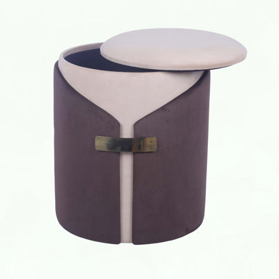 Two-Toned Storage Ottoman with Gold Accents