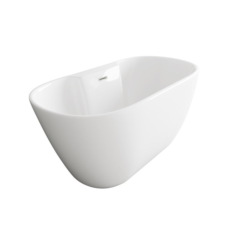 59 Inch Bathtub in Glossy White with Trim, Brushed Nickel