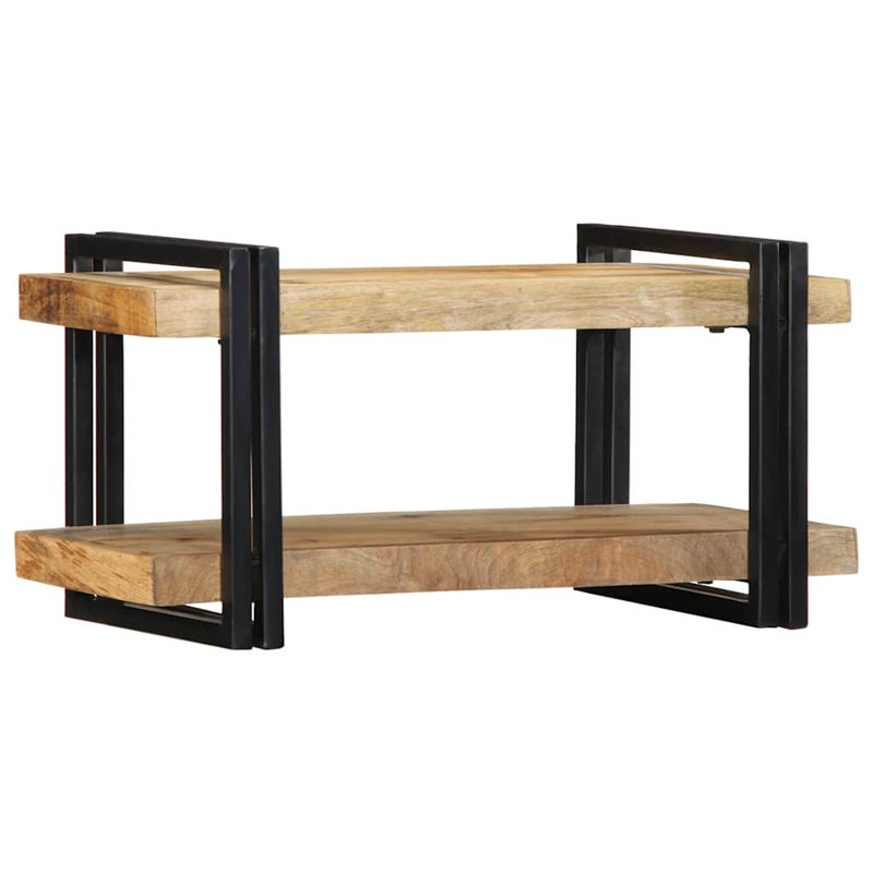 Solid Wood H Media Shelves, 35cm H x 70cm W x 33cm D, Natural