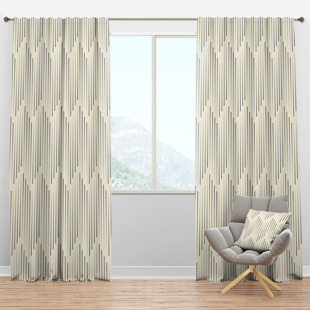 Zigzag Minimal Striped Design - Geometric Curtain - Velvet Room darkening - 1 panel Design Art Size per 