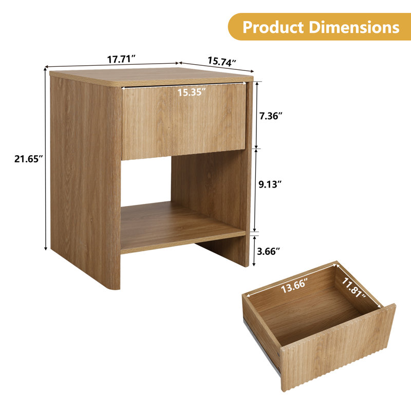 Tautiana End Table with Storage, Natural