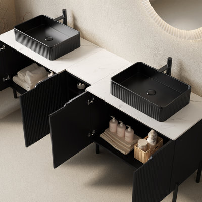Grands meubles-lavabos (doivent inclure le meuble-lavabo et le lavabo) avec rangement, salle de bain moderne en MDF