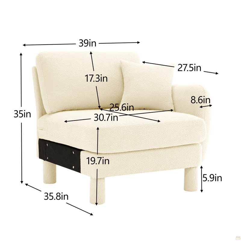 Canapé RSF avec coussin en polyester, Beige