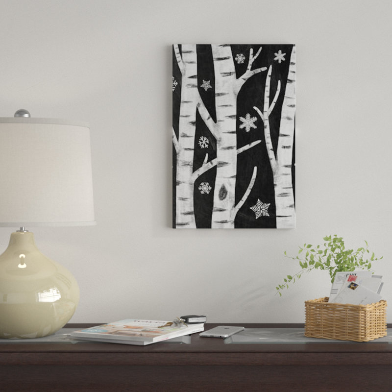« snowy birches i » par mary urban, impression sur toile, H 18 po x l 12 po x P 1,5 po, Pas de tapis, Toile tendue