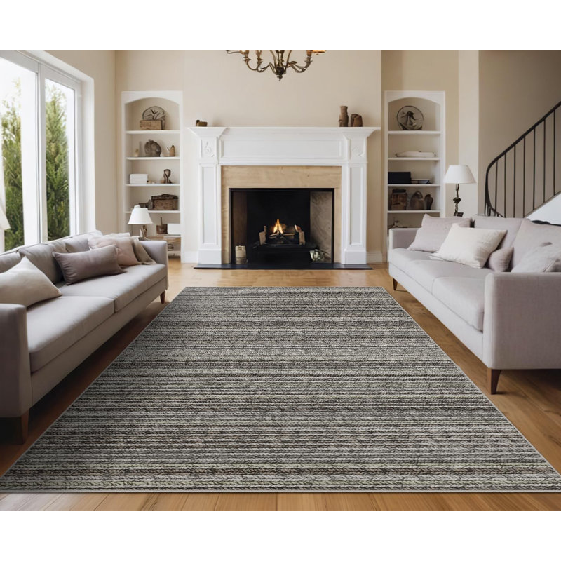 Washable Hallway Runner Rug 2x6 Modern Abstract Accent Carpet Non-Slip Backing Non-Shedding Contemporary Striped Transitional Rug Runner BedroomGrey