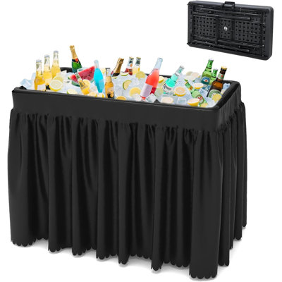 Folding Ice Cooler Table with Skirt