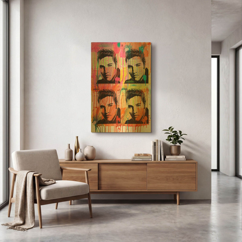 Tableau mural en métal doré « Elvis 4 » de Dean Russo, 61 x 91 cm, 24 po x 36 po