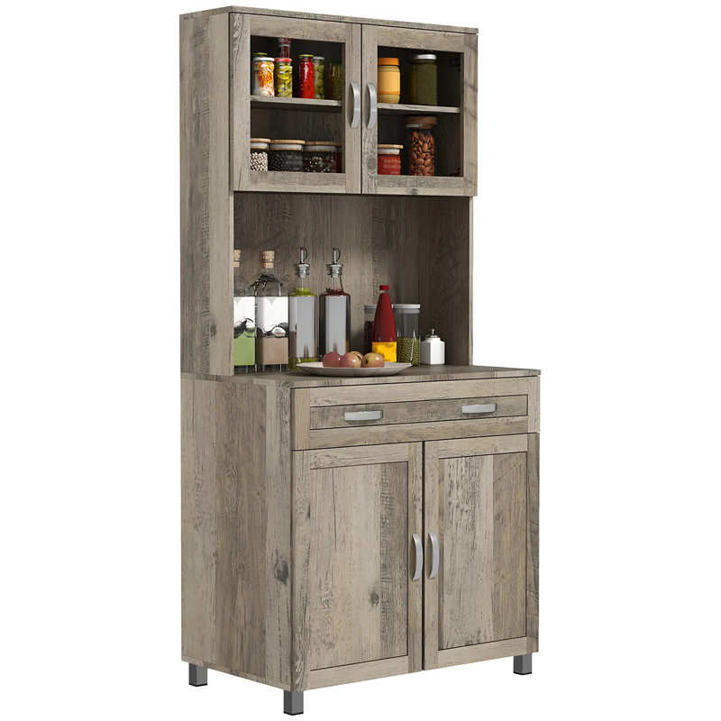 Armoire de cuisine avec huche et portes en verre