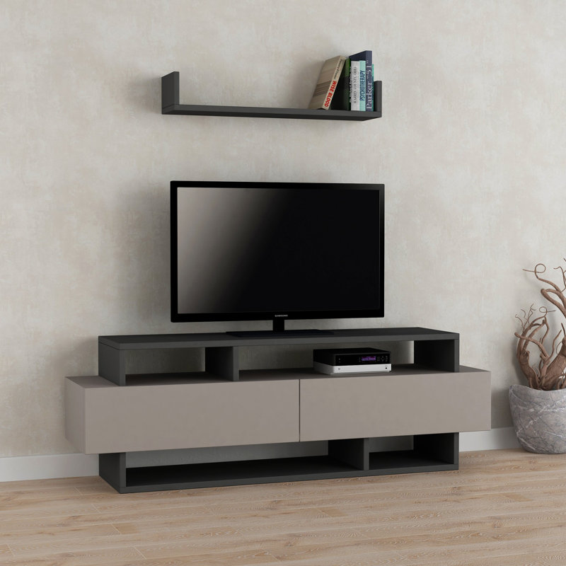 Meuble télé pour téléviseur de 50 po ou moins Latham, Moka clair / gris anthracite