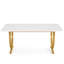 Bureau de direction 63 po - Bureau d'ordinateur moderne blanc et or avec plateau en faux marbre, grande table de conférence pour bureau à domicile ou salle de réunion