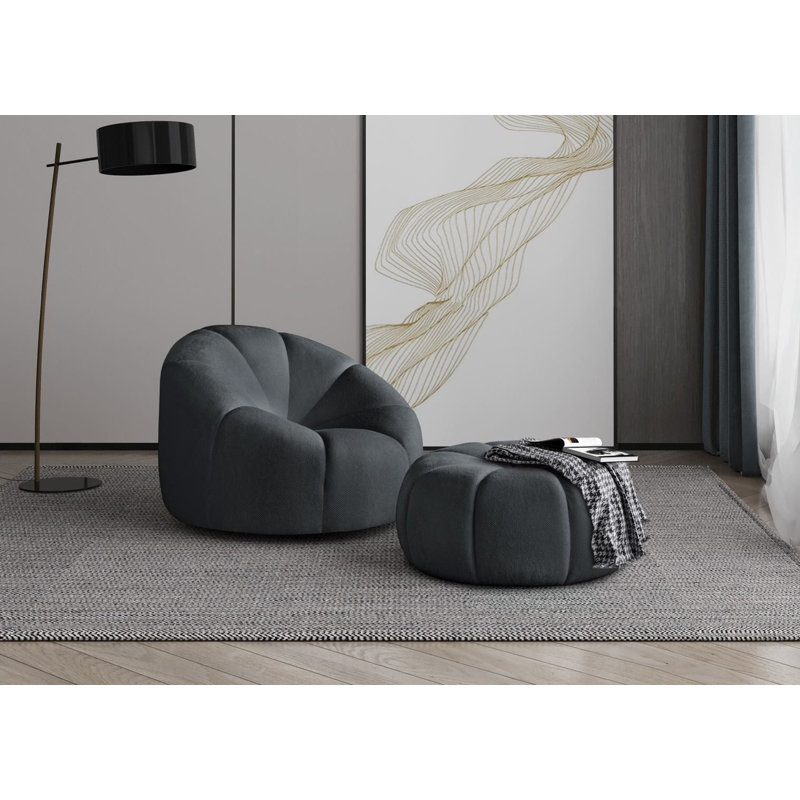 Coumas Upholstered Swivel Accent Chair, Graphite Polyester Blend