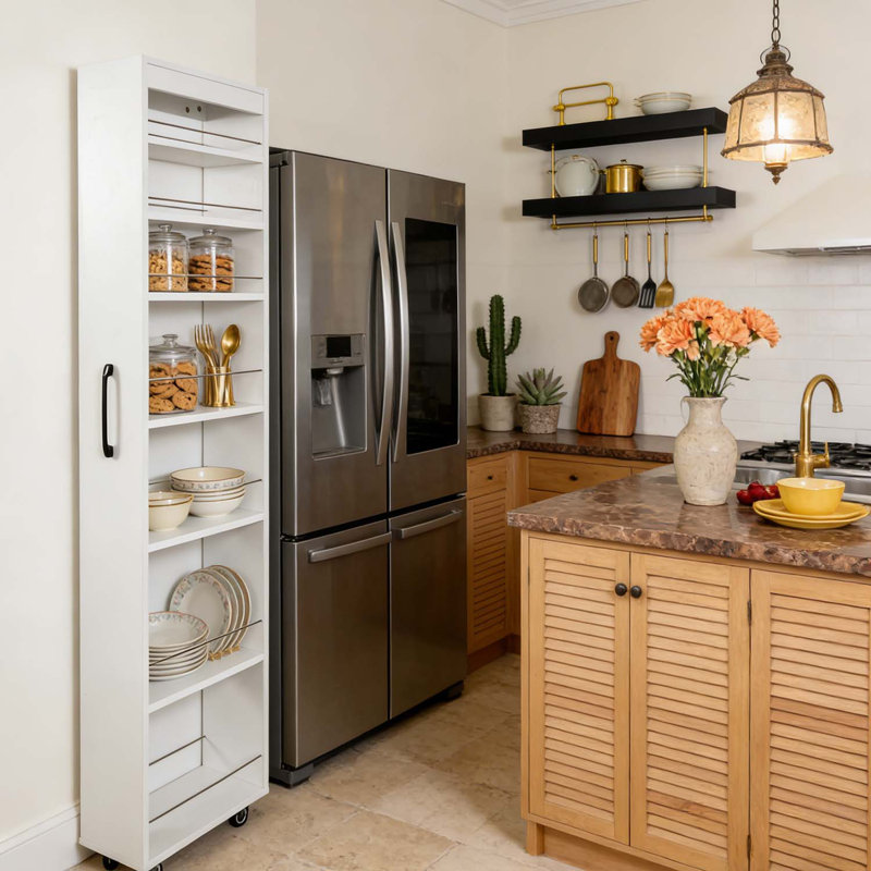 7 Tier Multi-Functional Pull-Out Storage Cabinet For Narrow Spaces