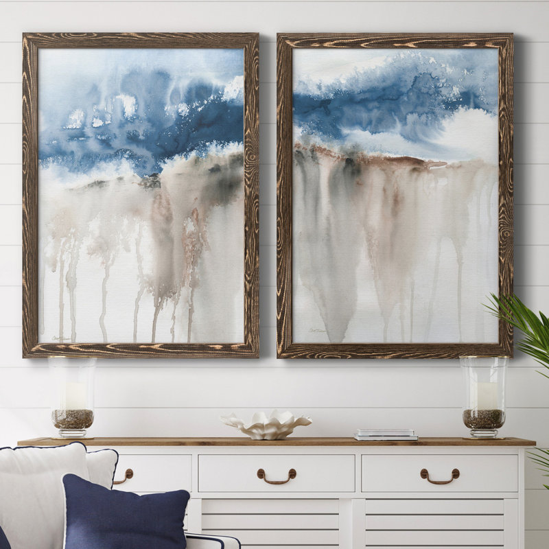 Windy Cliff I - ensemble de 2 reproductions d'art, Toile avec cadre en noyer, Pas de tapis, H 37,5 po x l 55 po x P 1,5 po