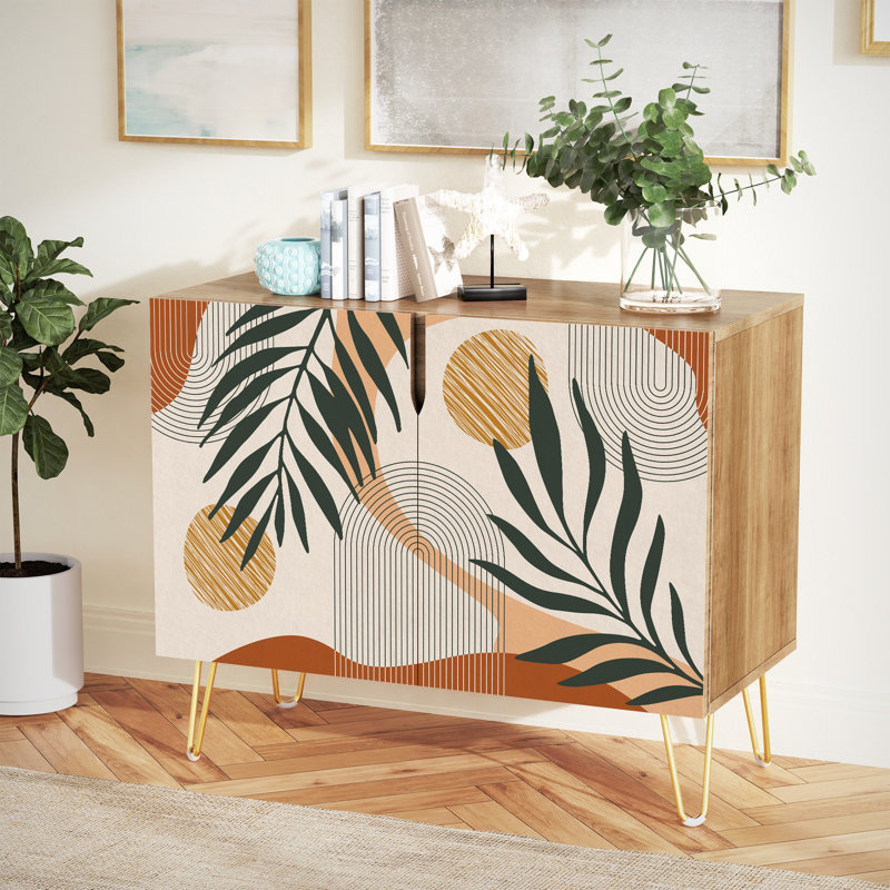35'' Sideboard, Mid-century Plant Brown