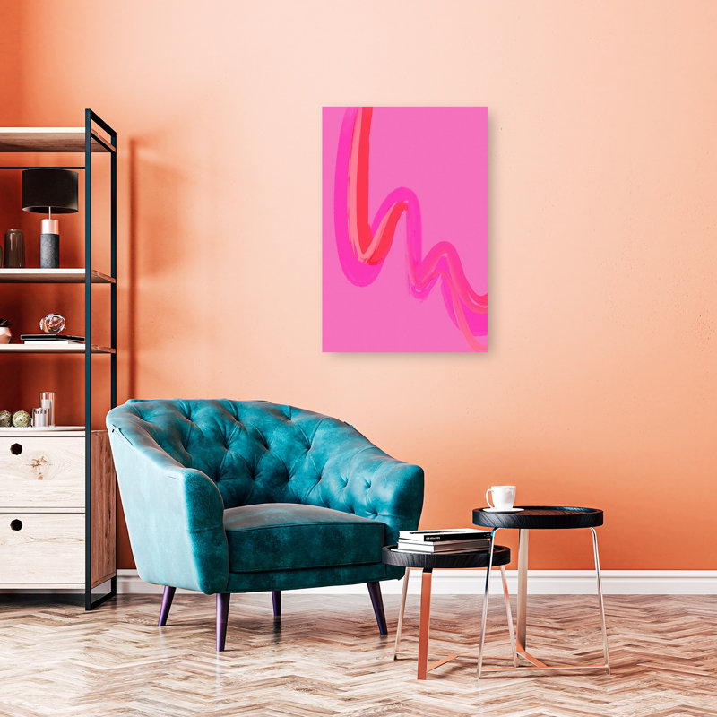 Neon Waves Abstract Bold Colorful Lilac Violet Wall Art Print by Treechild - Wrapped Canvas Print, 91.44cm H x 60.96cm W