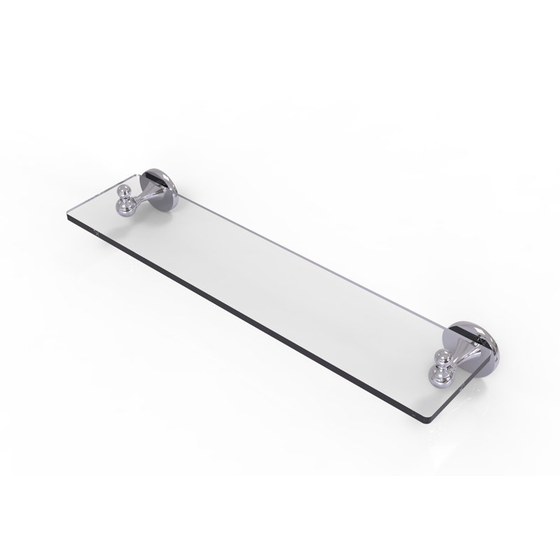Godoy Industrial Pipe Shelves, Polished Chrome, 16 Inch