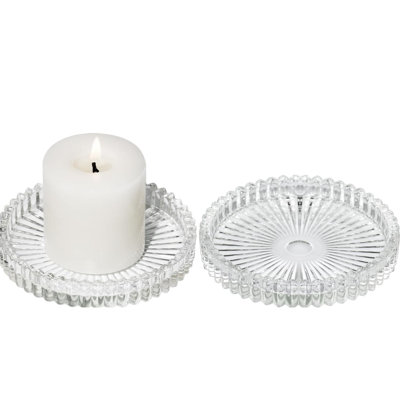 3.8" Clear Glass Pillar Candle Holders, Set Of 2