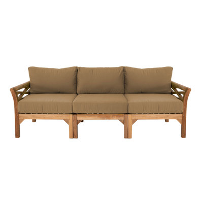 Boduram 84.75'' Wide Teak Patio Sofa with Sunbrella® Cushions