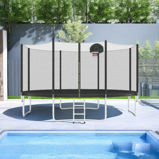 Trampoline de cour arrière de 14 pi avec enceinte sécuritaire Harper & Bright Designs