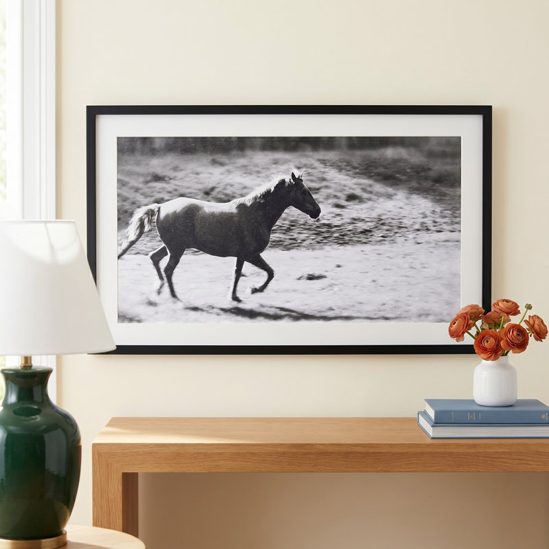 Galloping Horse Print with Wood Frame