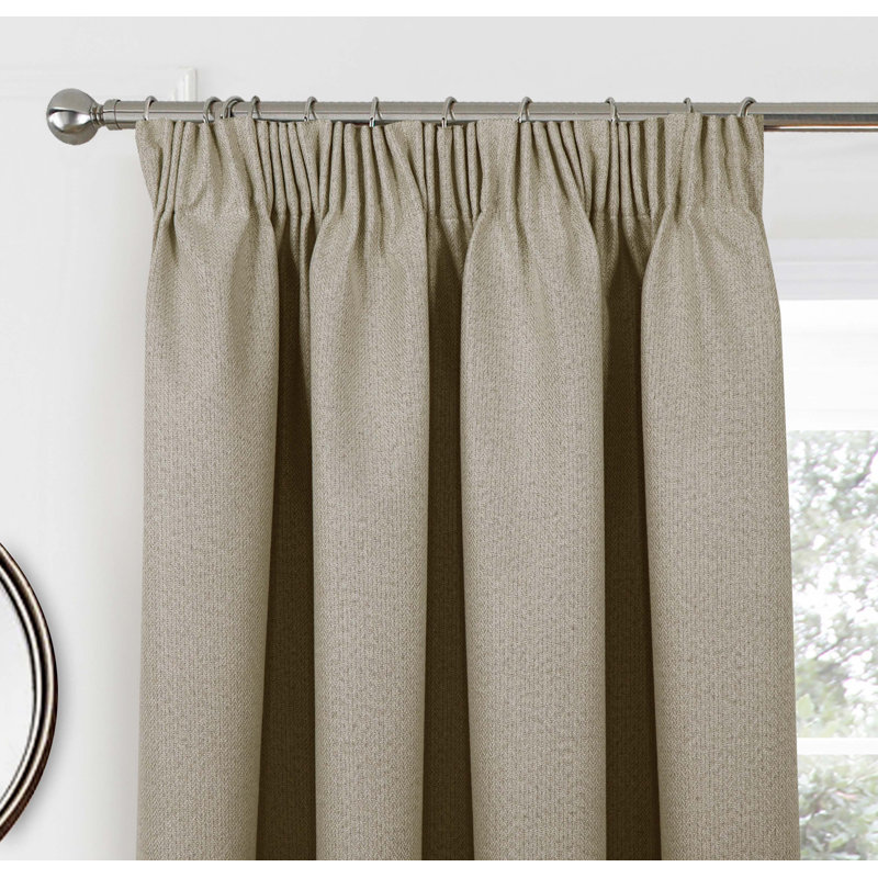 Milciades Blackout Pencil Pleat Curtain Pair, Natural, 274cm Width x 274cm Drop