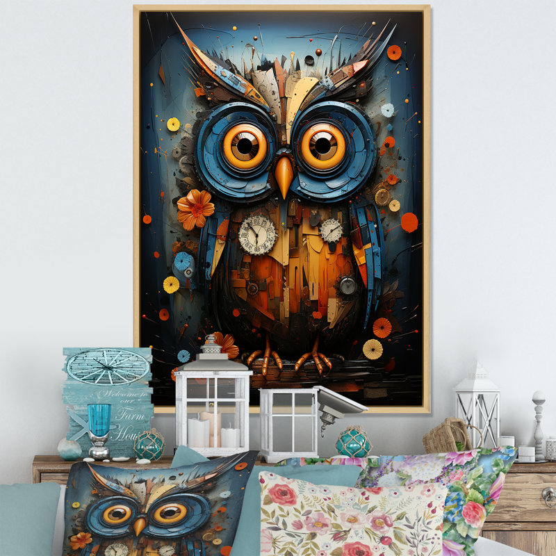 Mysterious Owl Blooms IV, Cadre naturel flottant, H 20 po x l 12 po x P 1 po