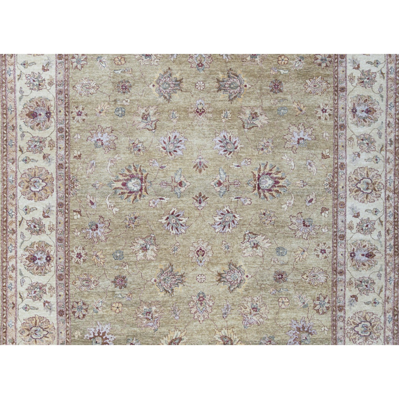 Hand-Knotted High-Quality Gold and Cream Area Rug
