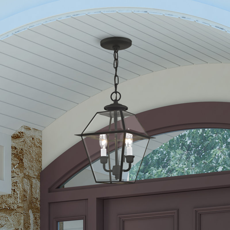 Boto Outdoor Hanging Lantern, Bronze, 14" H x 9" W x 9" D