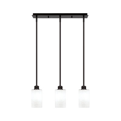 Edge 3 Light Linear Pendalier Shown With 4" Square White Muslin Glass