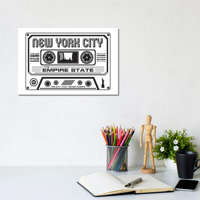 New York City Cassette - Light Background by Benton Park Prints - Wrapped Canvas Gallery-Wrapped Canvas Giclée