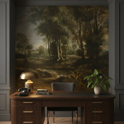 Papier peint paysage traditionnel forêt