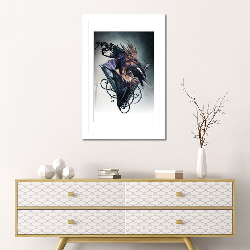 Corvus Arcanum, White Open Corner Framed Paper, White, 24" H x 16" W x 1" D