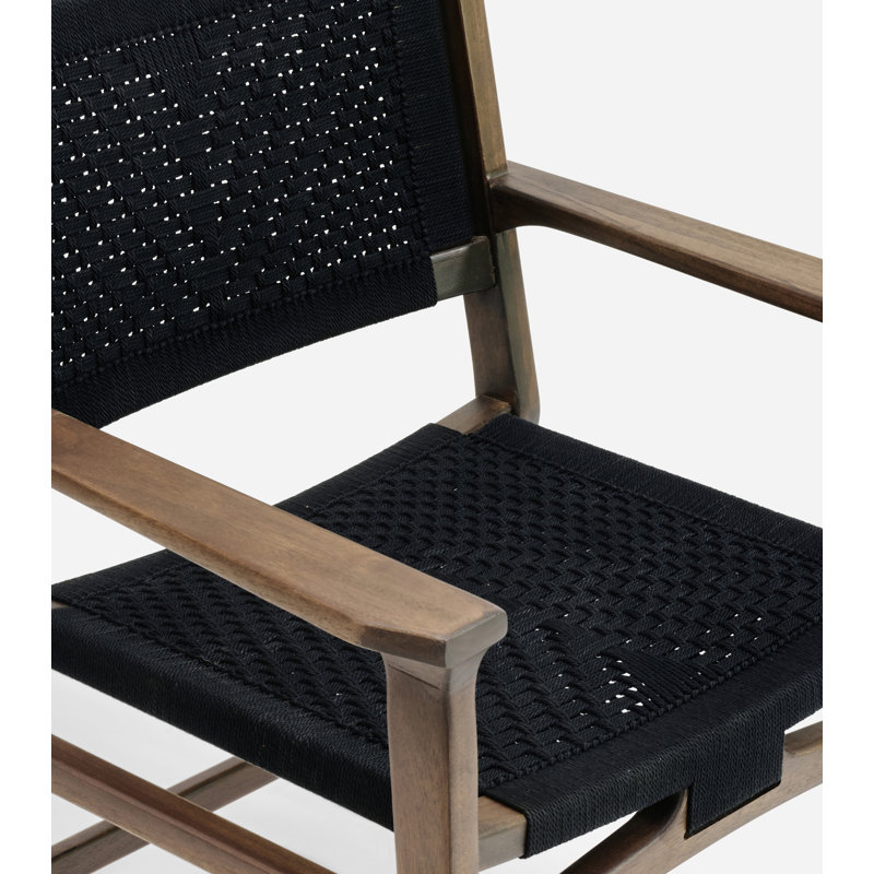Chontales Dining Chair with Armrest in San Geronimo Manila, Black V Braided Cord, Coffee