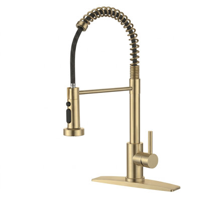 Kitchen Faucet with Pull Down Sprayer, Stainless Steel Kitchen Faucet, Utility Single Handle Spring Sink Faucets 1 or 3 Hole, Kitchen Faucets for Farmhouse Camper Laundry Rv Bar