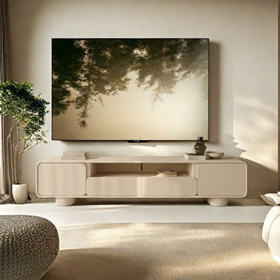 Simple cream style solid wood TV cabinet