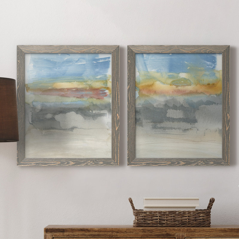 High Desert Sunset I - ensemble de 2 peintures sur toile encadrées, H 31,5 po x l 47 po x P 1,5 po, Gris