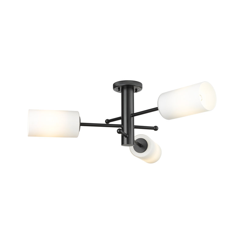 Plafonnier encastré 3 lumières Crown Point, Blanc mat, H 10,13 po x l 29,38 po x P 29,38 po, Noir mat