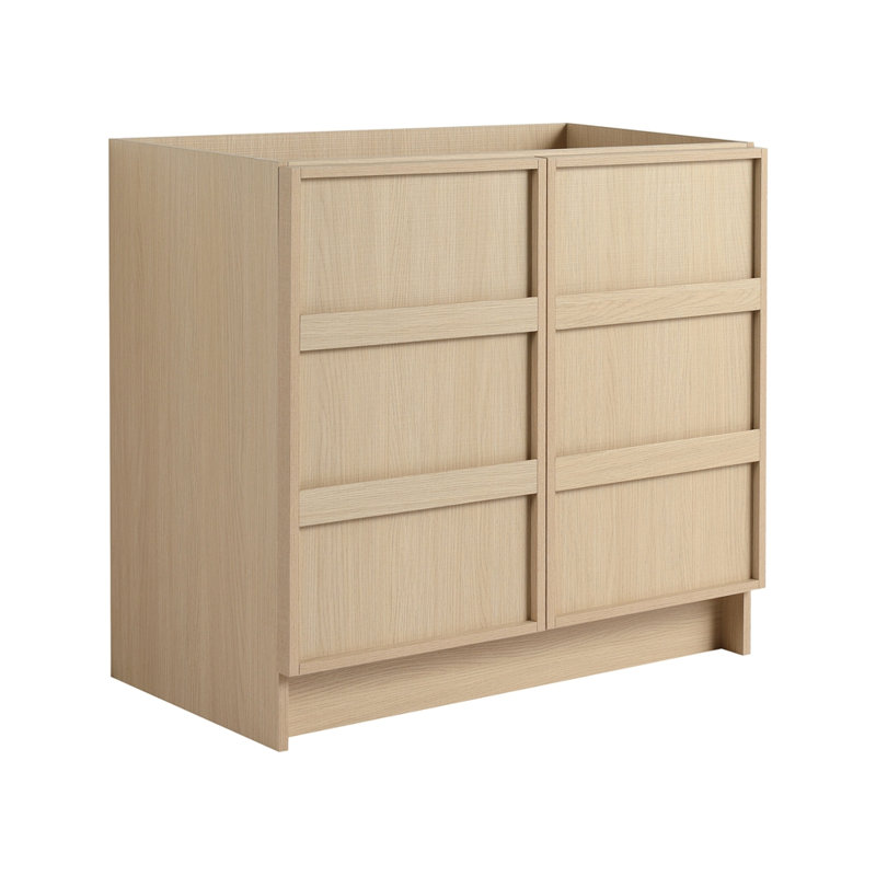 Meuble-lavabo autoportant de 36 po (35-1 / 16 po) et 2 portes d'armoire à fermeture en douceur, contreplaqué, chêne Dune (KD-PACKING)