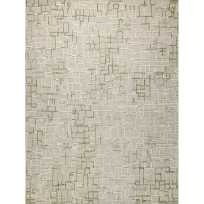 Vista handloomed Wool/Bamboo Silk Green Area Rug, 6'X9'