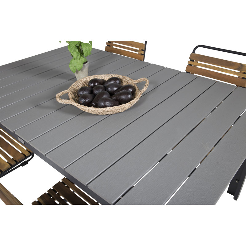Akuji 4 - Person Acacia Patio Dining Set with Extendable Rectangular Table