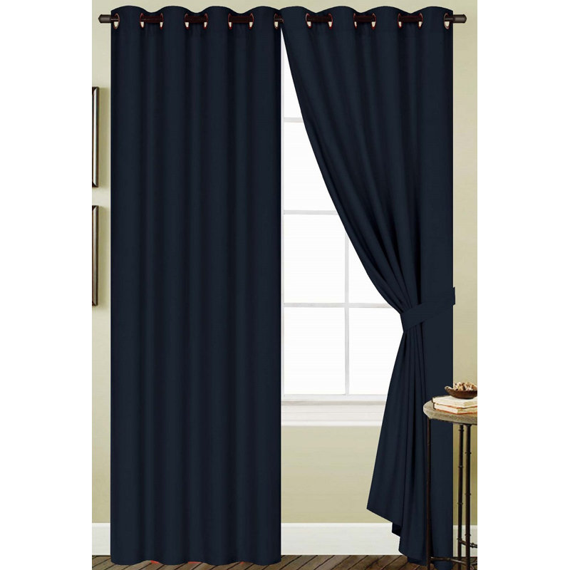 Monaca Semi-Sheer Window Curtain Panel with Grommets, Navy, 54" W x 84" L