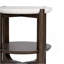 Table de bout de style transitionnel 1 pièce Table de bout en quartz avec base en tréteaux et finition noyer foncé
