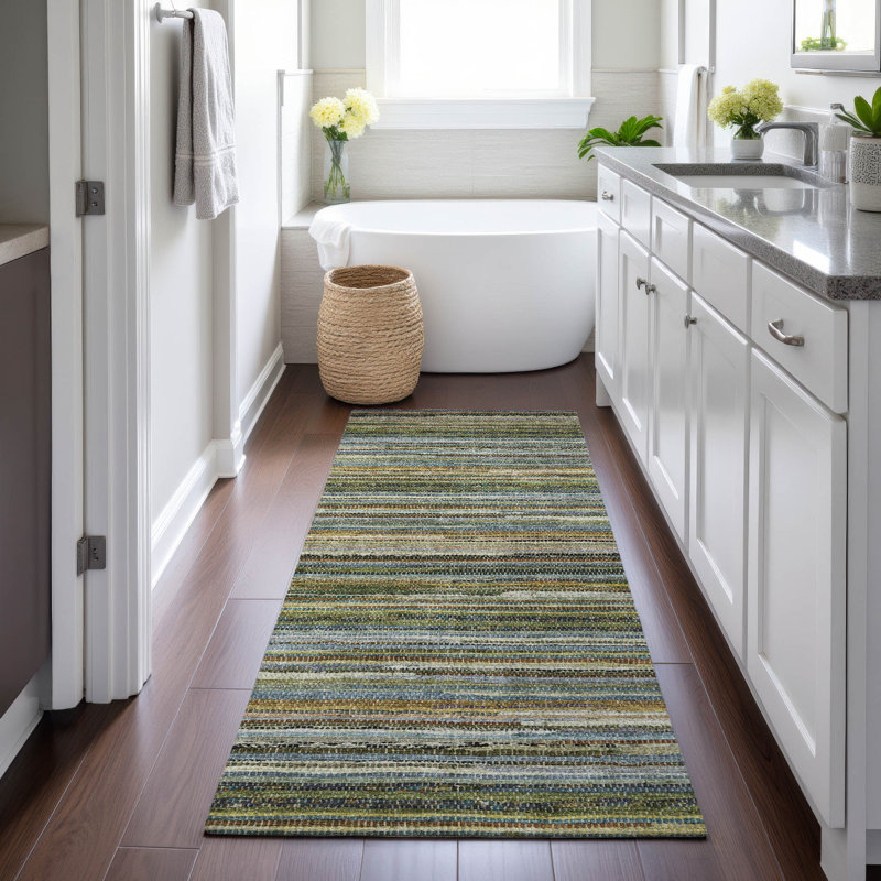 Tapis intérieur / extérieur lavable à la machine Chantille ACN2717, Vert, Tapis de couloir 2 pi 3 po x 7 pi 6 po