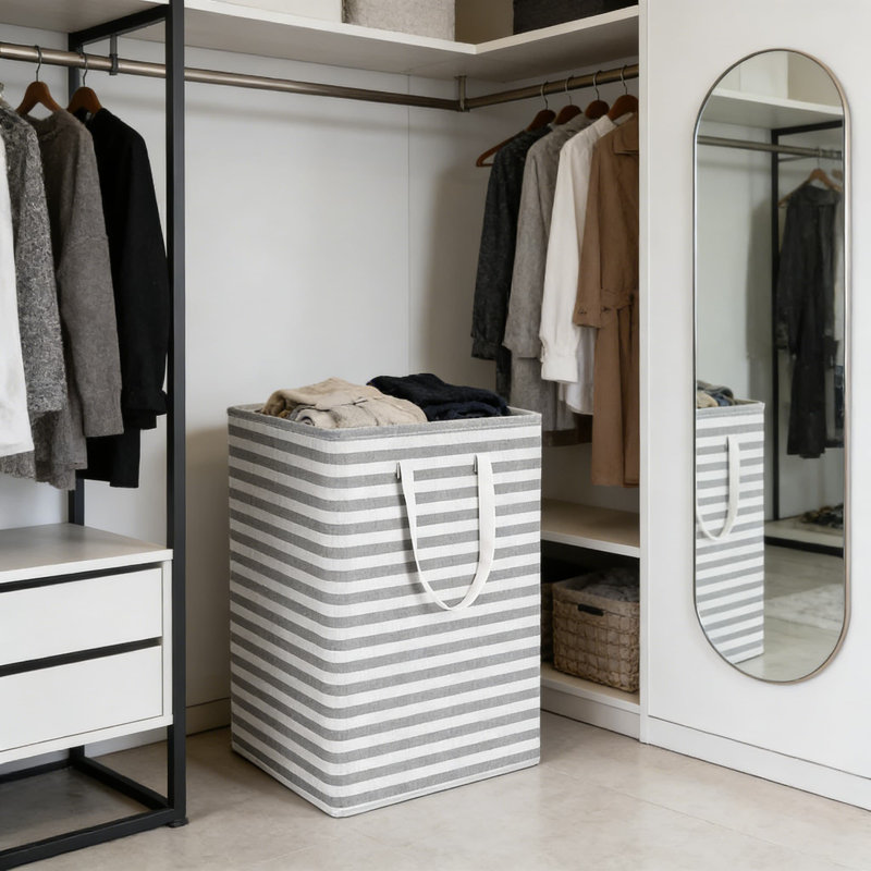 Panier à linge pliable en tissu de grande capacité avec longues poignées, bac de rangement polyvalent pour la maison, le bureau ou le dortoir, 100 L