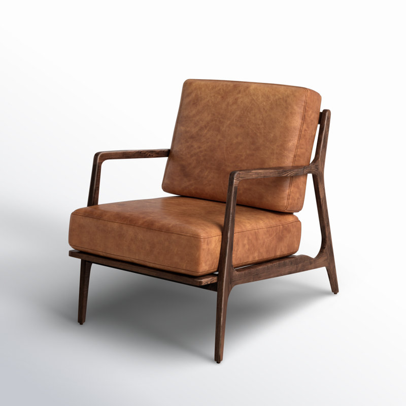Verity Genuine Italian Leather Lounge Chair, Cognac Tan Genuine Leather