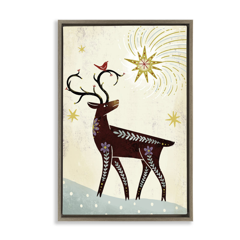 Cadre flottant rustique en forme de cerf d'hiver, design par Hannah Moren, Cadre flottant orme Montalcino, H 25 po x l 17 po