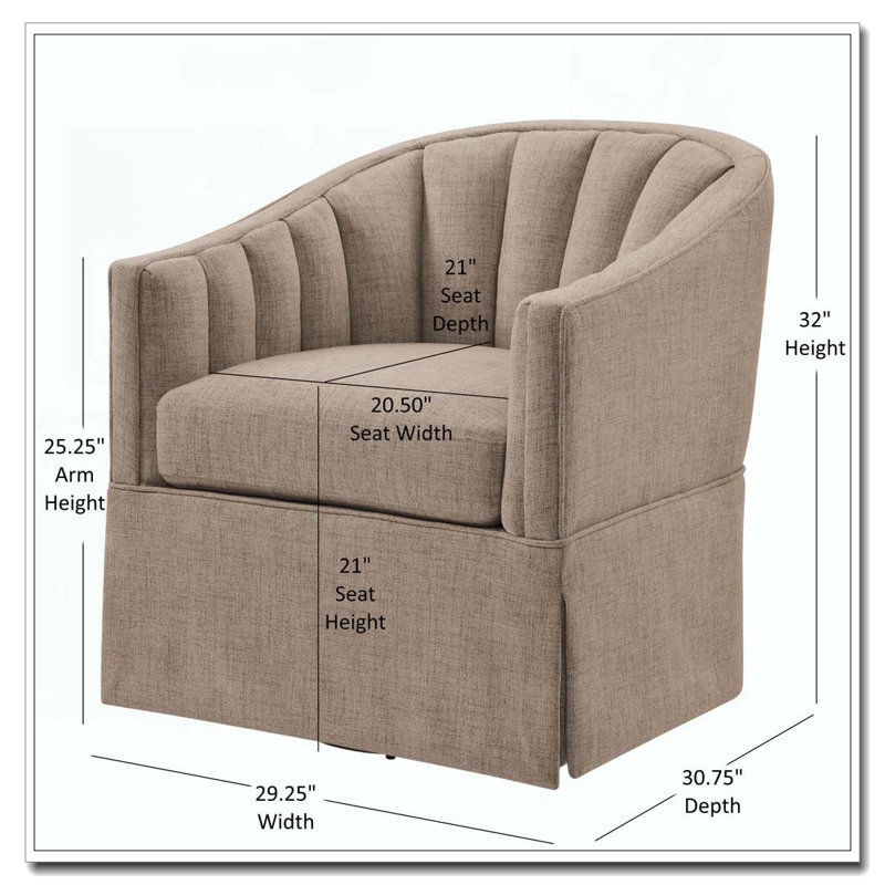 Fauteuil d'appoint pivotant à jupe, Gris Pierre