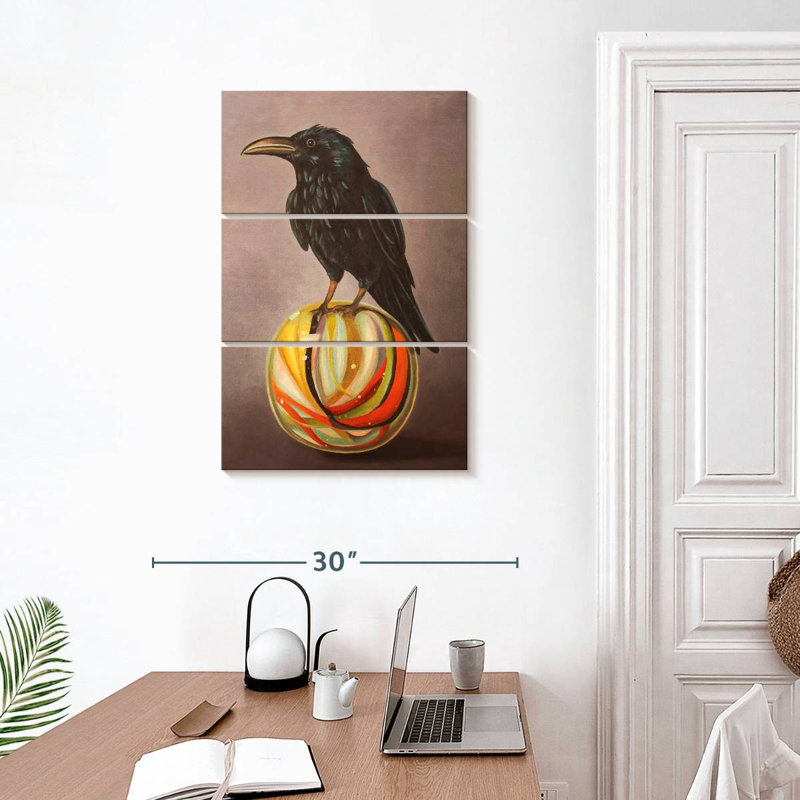 Brampt Crow On A Marble, 32" H x 20" W